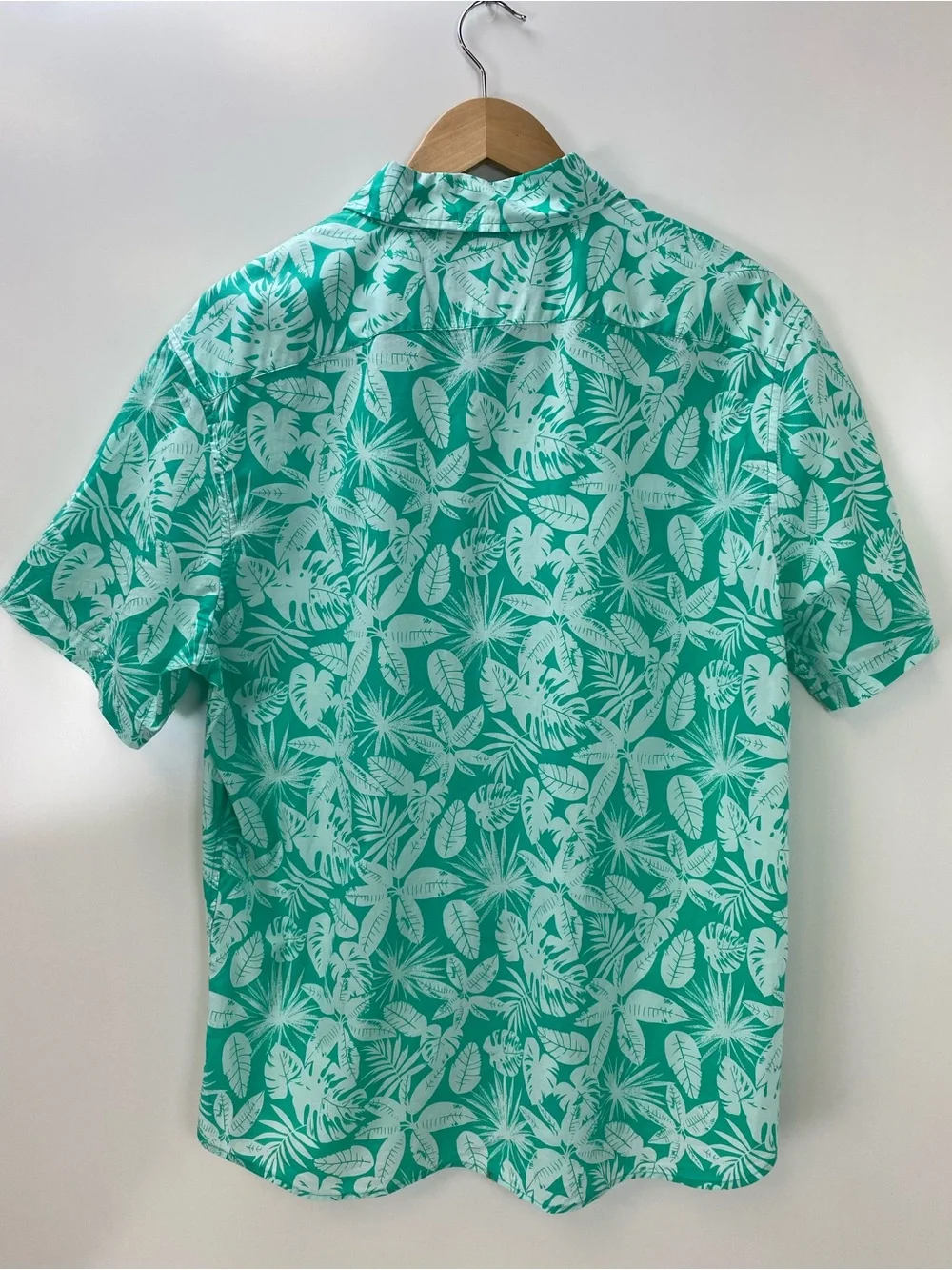 Banana Republic Teal and White Tropical Print Button-Down Shirt